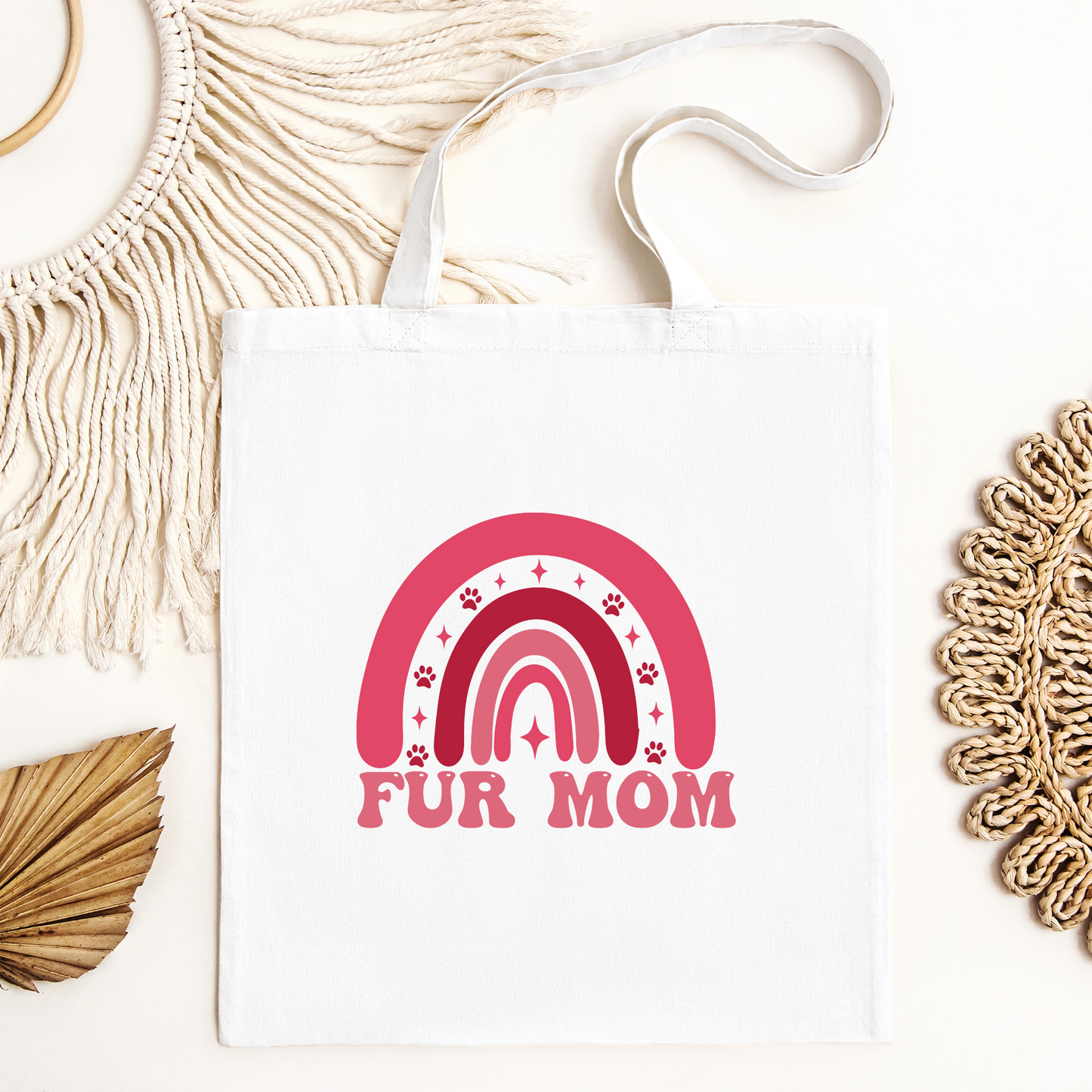 Fur Mom Tote Bag, Reusable Tote Bag, Valentines Day Tote Bag