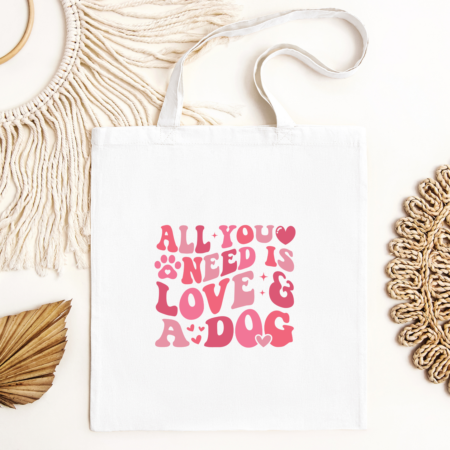 All You Need Is Love And A Dog Tote Bag, Reusable Tote Bag, Valentines Day Tote Bag