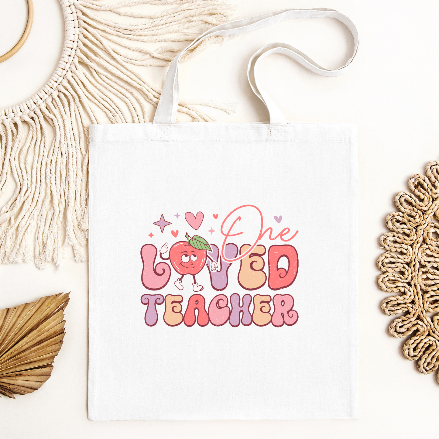One Loved Teacher Tote Bag, Reusable Tote Bag, Valentines Day Tote Bag