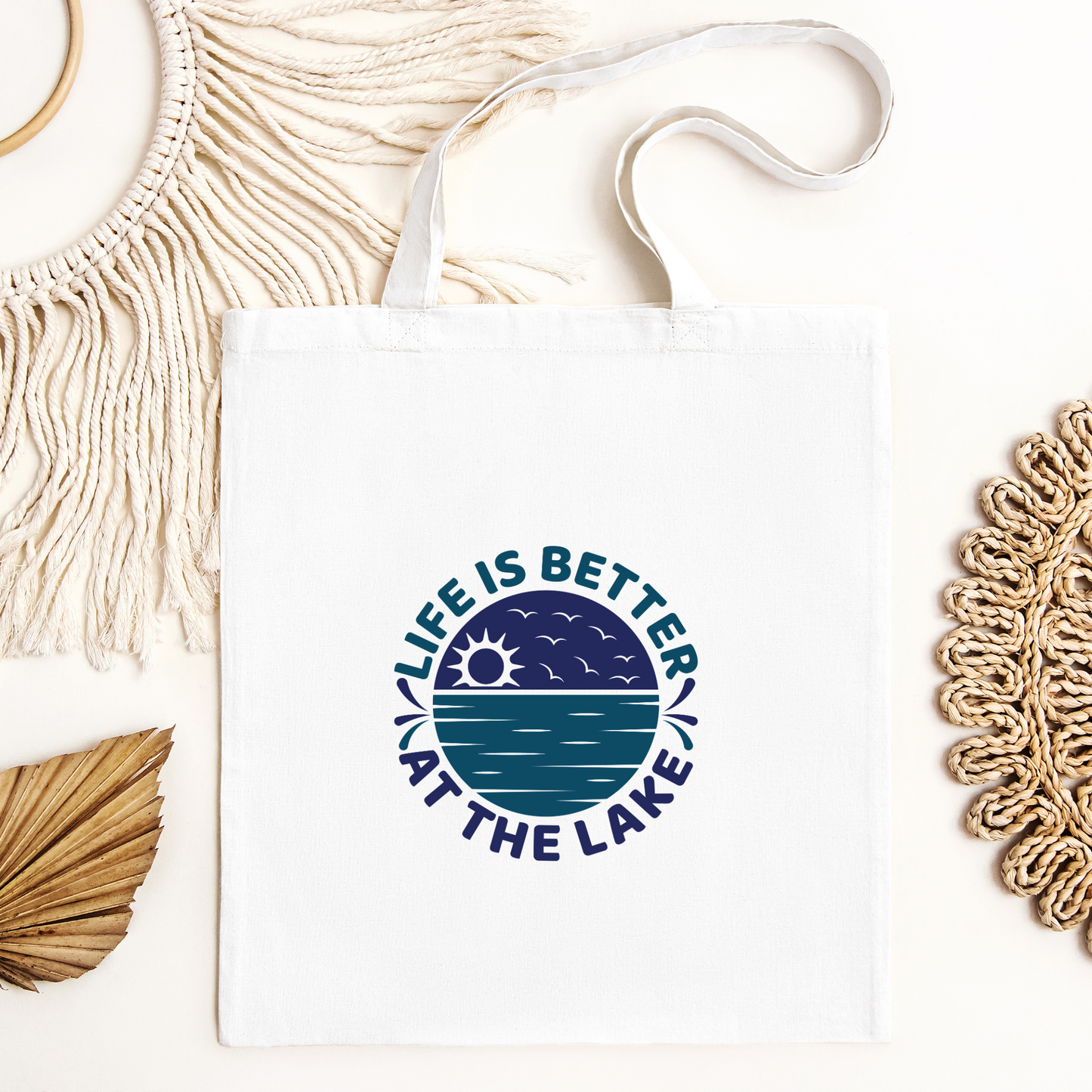 Life Is Better At The Lake Tote Bag, Reusable Canvas Tote