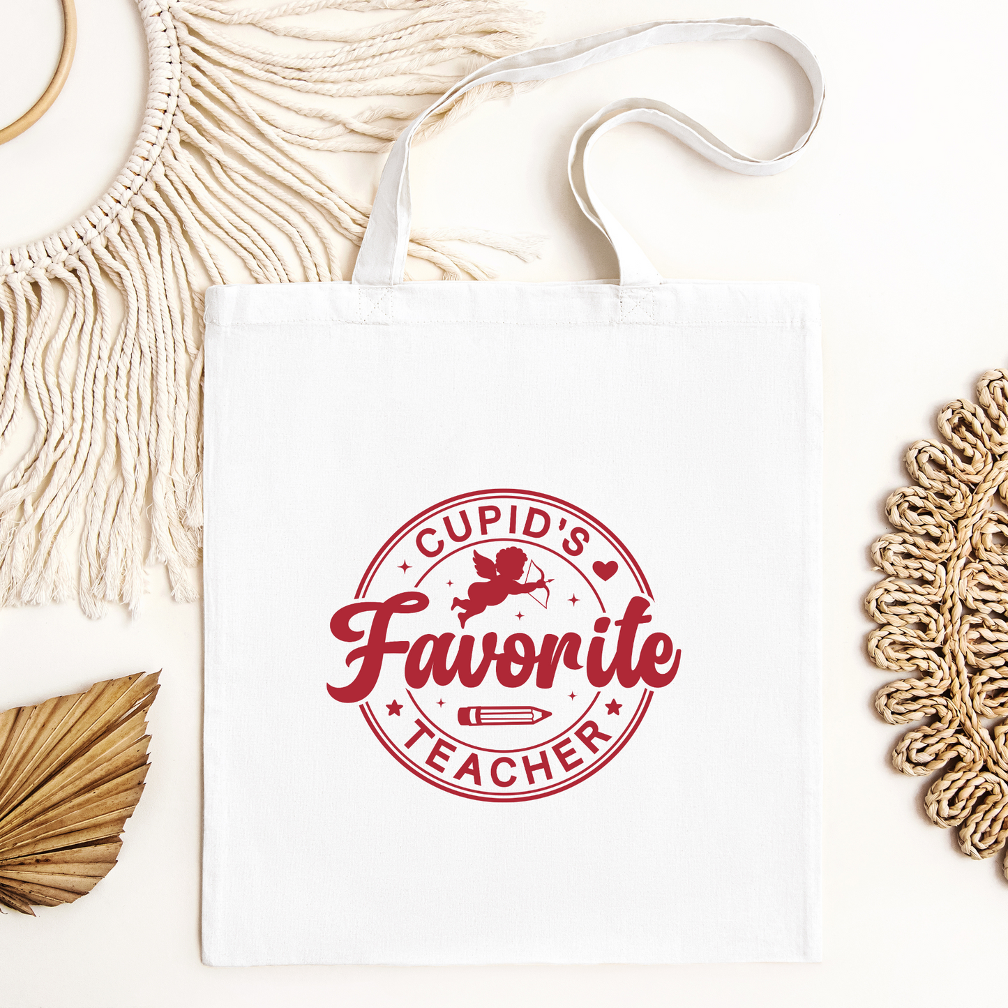 Cupids Favorite Teacher Tote Bag, Reusable Tote Bag, Valentines Day Tote Bag