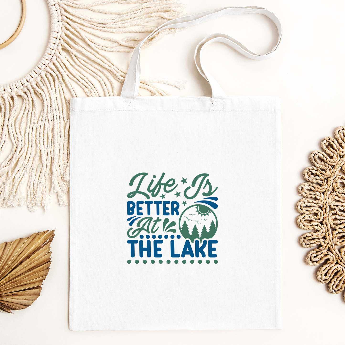 Life Is Better At The Lake Tote Bag, Reusable Canvas Tote