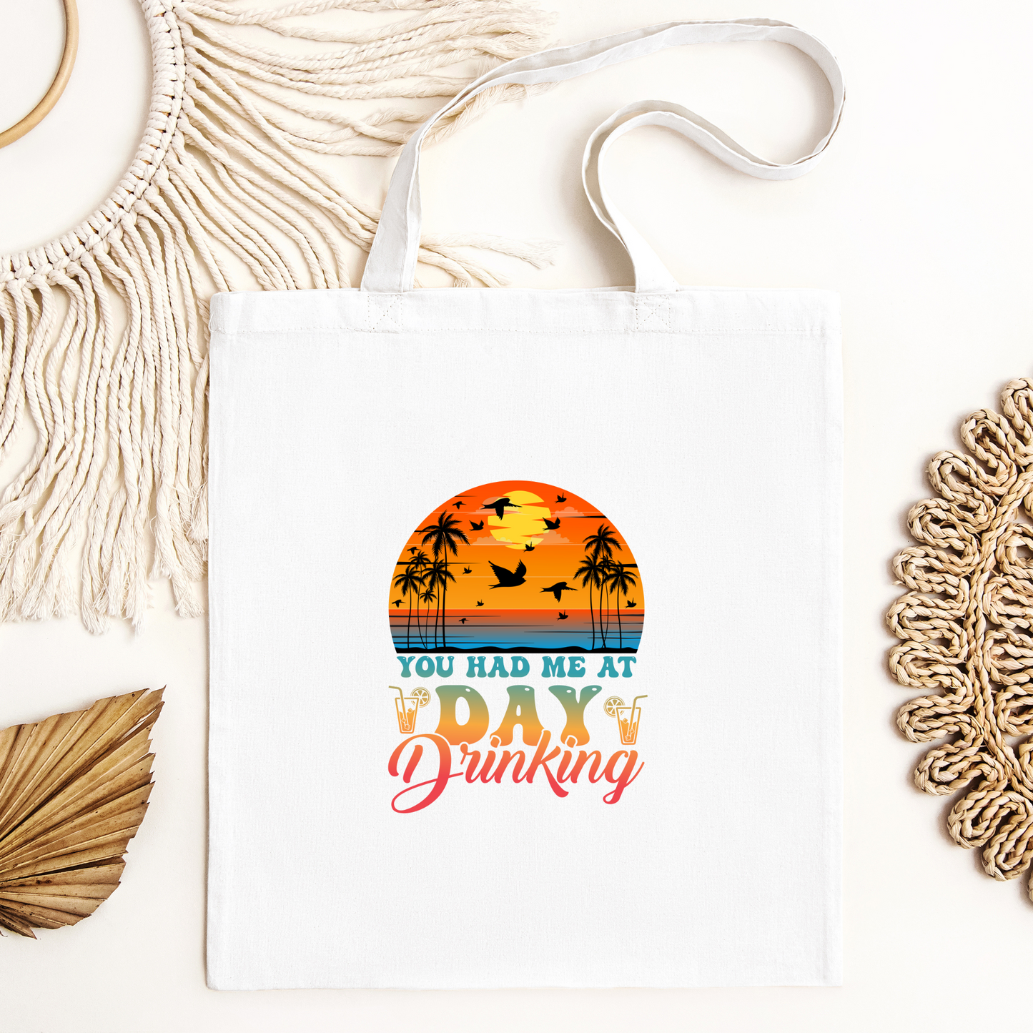 You Had Me At Day Drinking Tote Bag, Reusable Tote Bag, Beach Tote Bag