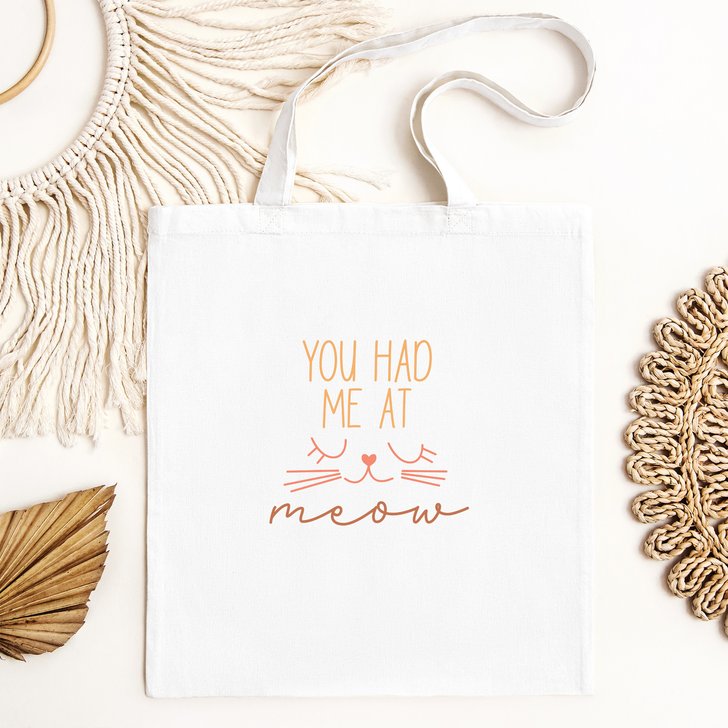 You Had Me At Meow Tote Bag, Reusable Canvas Tote