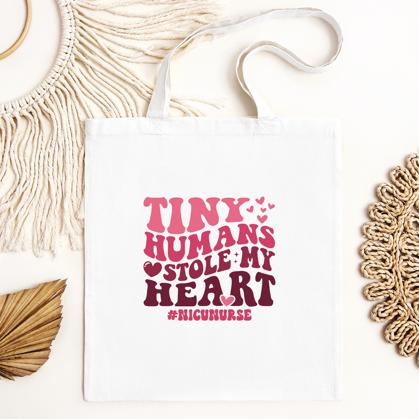 Tiny Humans Stole My Heart Tote Bag, Reusable Tote Bag, Valentines Day Tote Bag