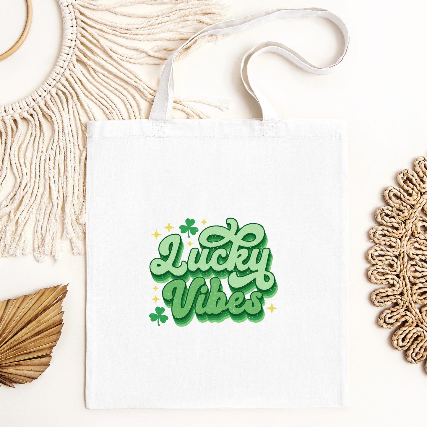 Lucky Vibes Tote Bag, Reusable Tote Bag, St Patricks Day Tote Bag