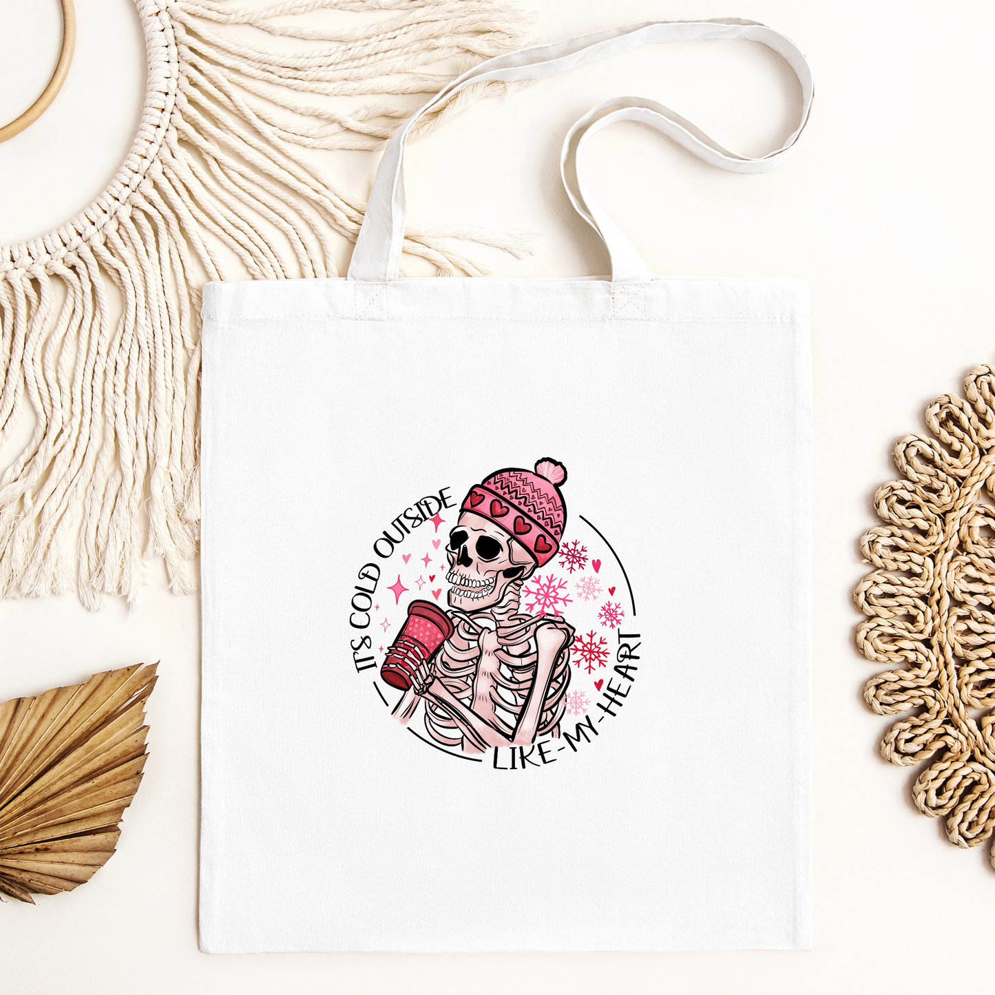 Its Cold Outside Like My Heart Tote Bag, Reusable Tote Bag, Valentines Day Tote Bag