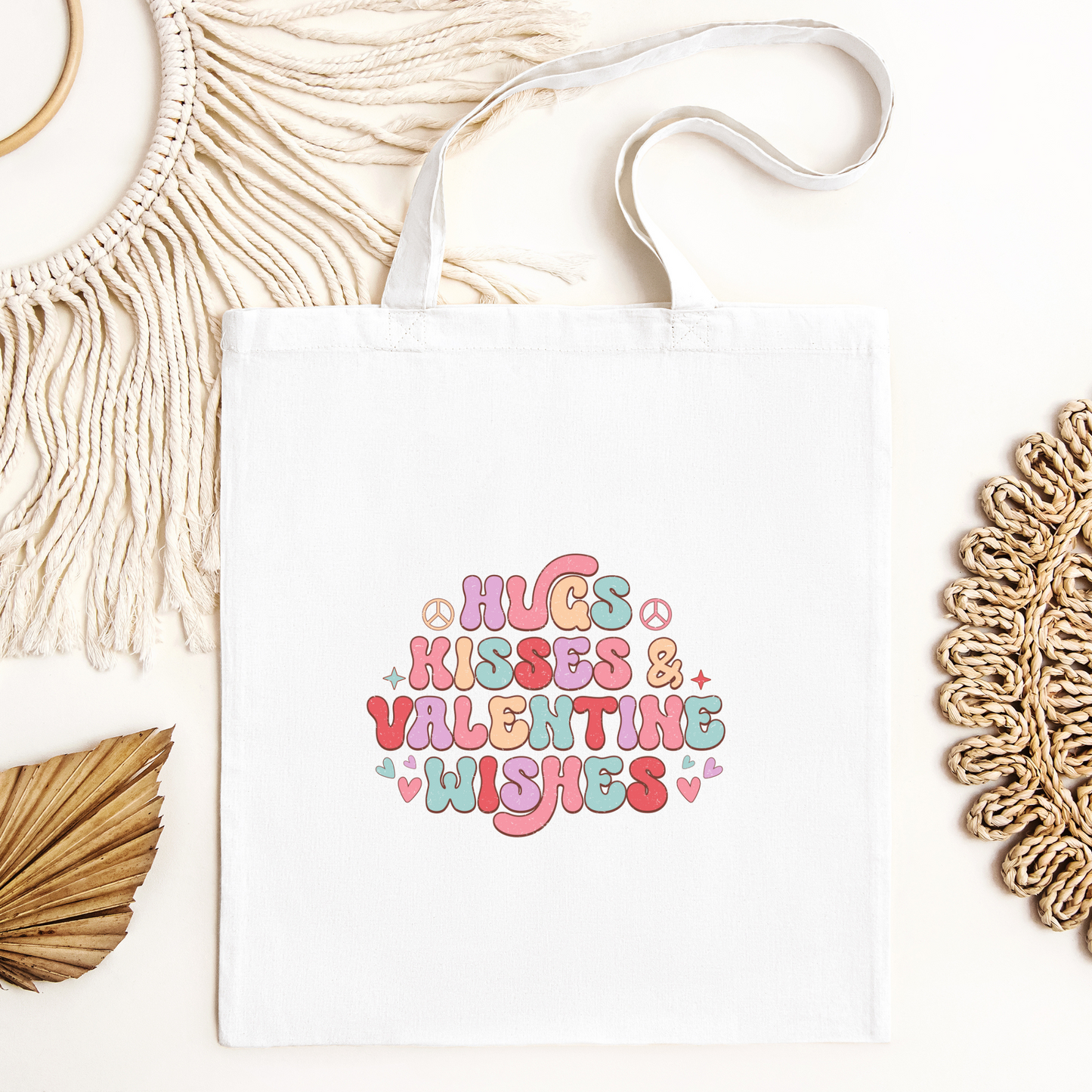 Hugs Kisses And Valentine Wishes Tote Bag, Reusable Tote Bag, Valentines Day Tote Bag