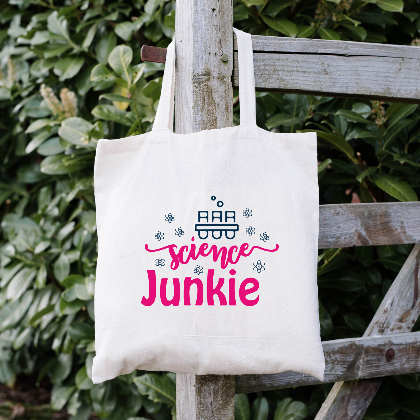 Science Junkie Tote Bag, Reusable Canvas Tote, Science Tote Bag