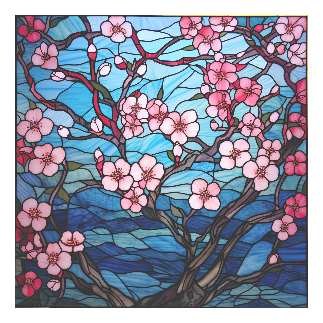 Blossom Tree Stained Glass Window Cling