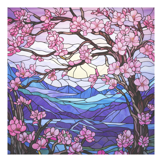 Cherry Blossom Tree Stained Glass Window Cling