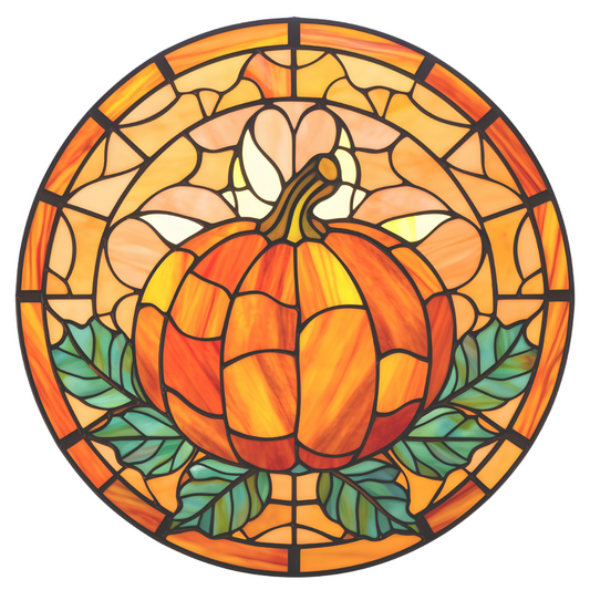 Pumpkin Stained Glass Window Cling