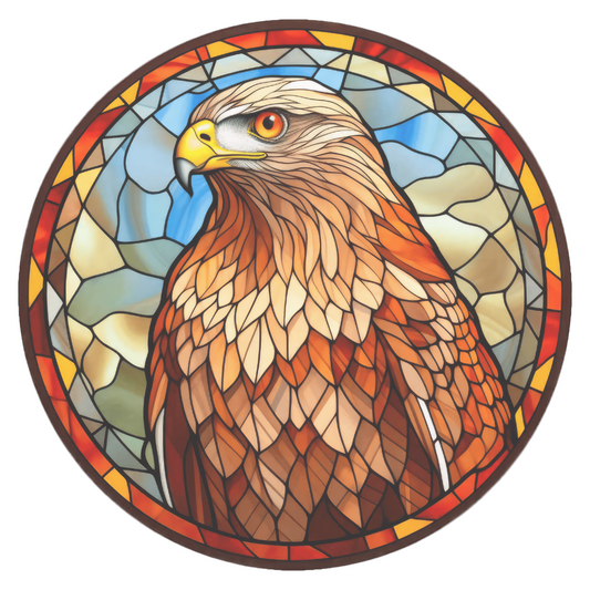 Red Tailed Hawk Stained Glass Window Cling