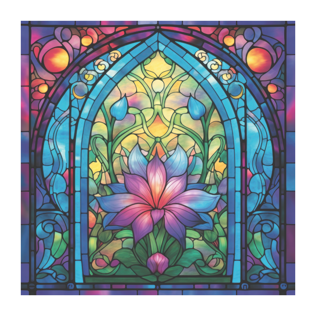 Flower Stained Glass Window Cling