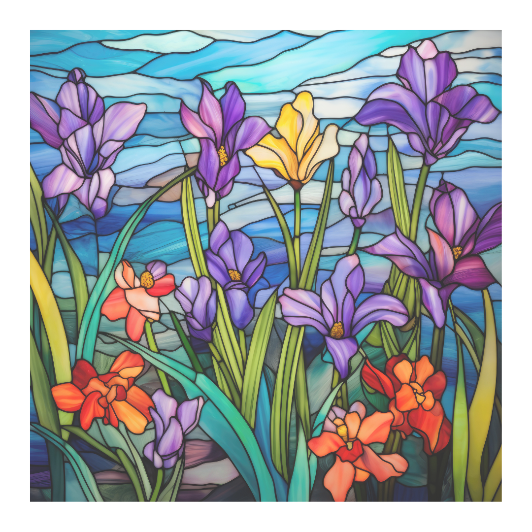 Wildflower Stained Glass Window Cling