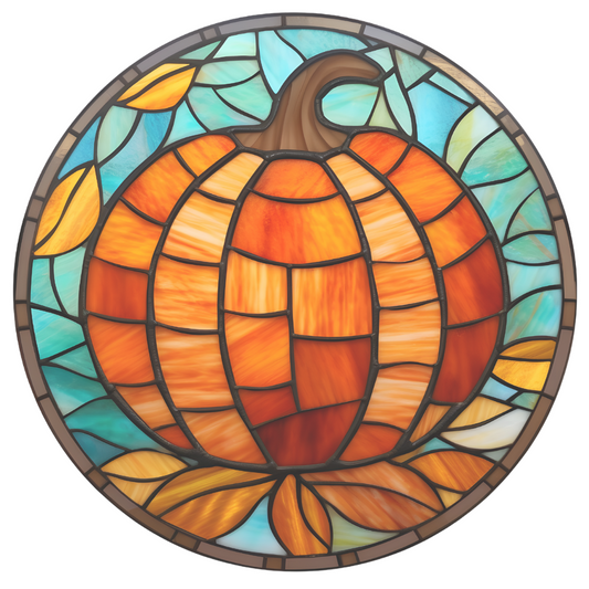 Pumpkin Stained Glass Window Cling