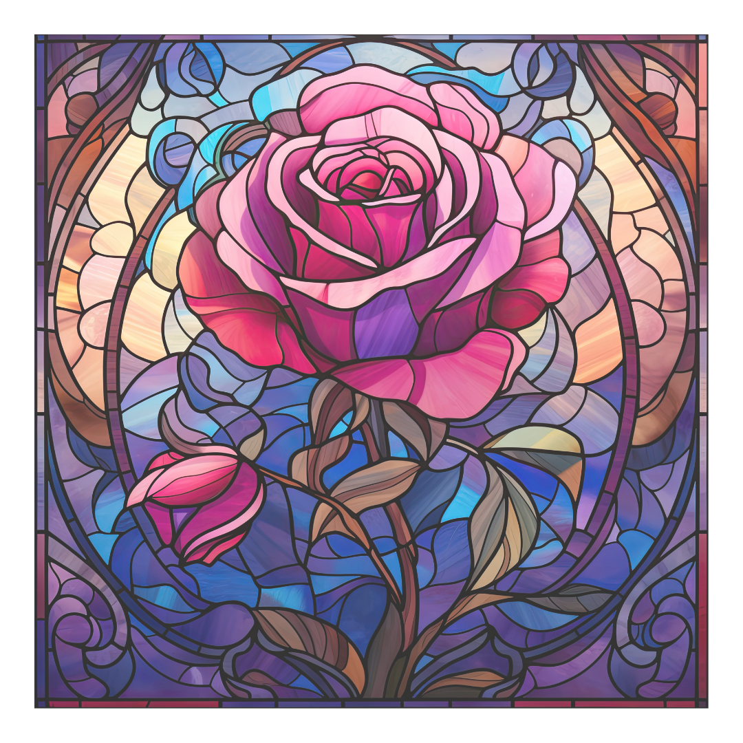 Rose Stained Glass Window Cling