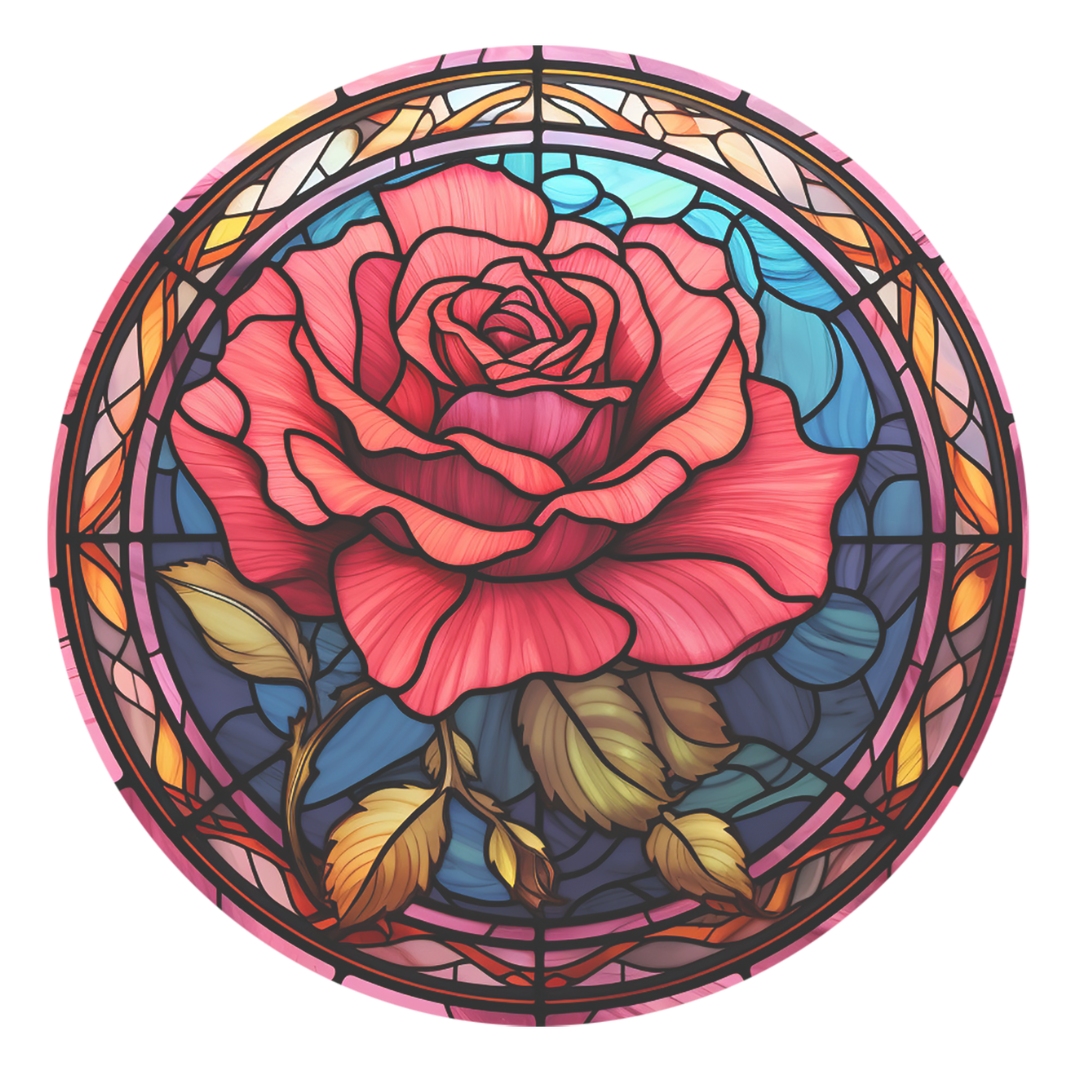Rose Stained Glass Window Cling