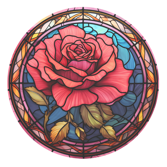 Rose Stained Glass Window Cling