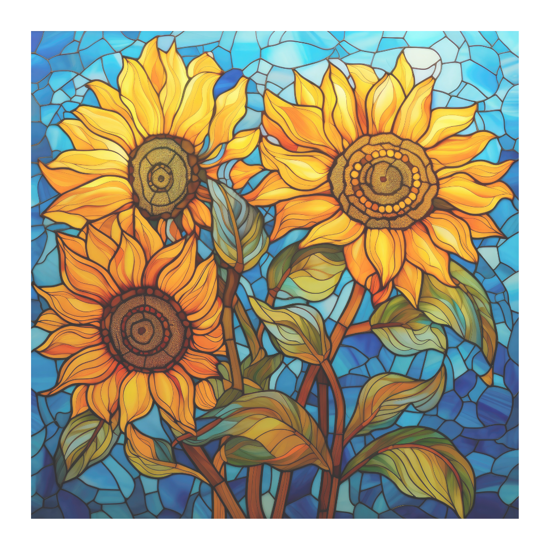 Sunflower Stained Glass Window Cling