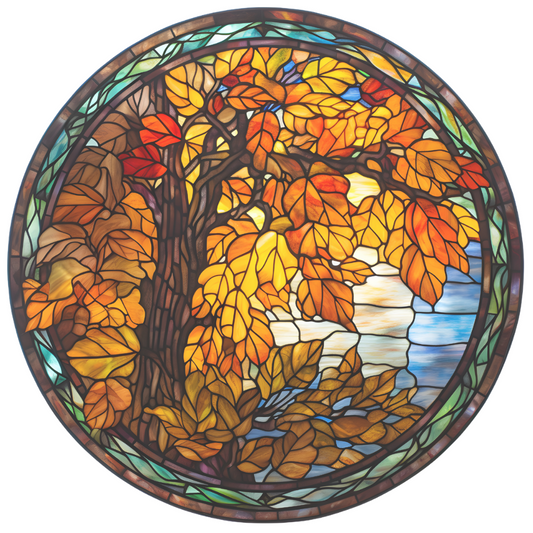 Fall Tree Stained Glass Window Cling