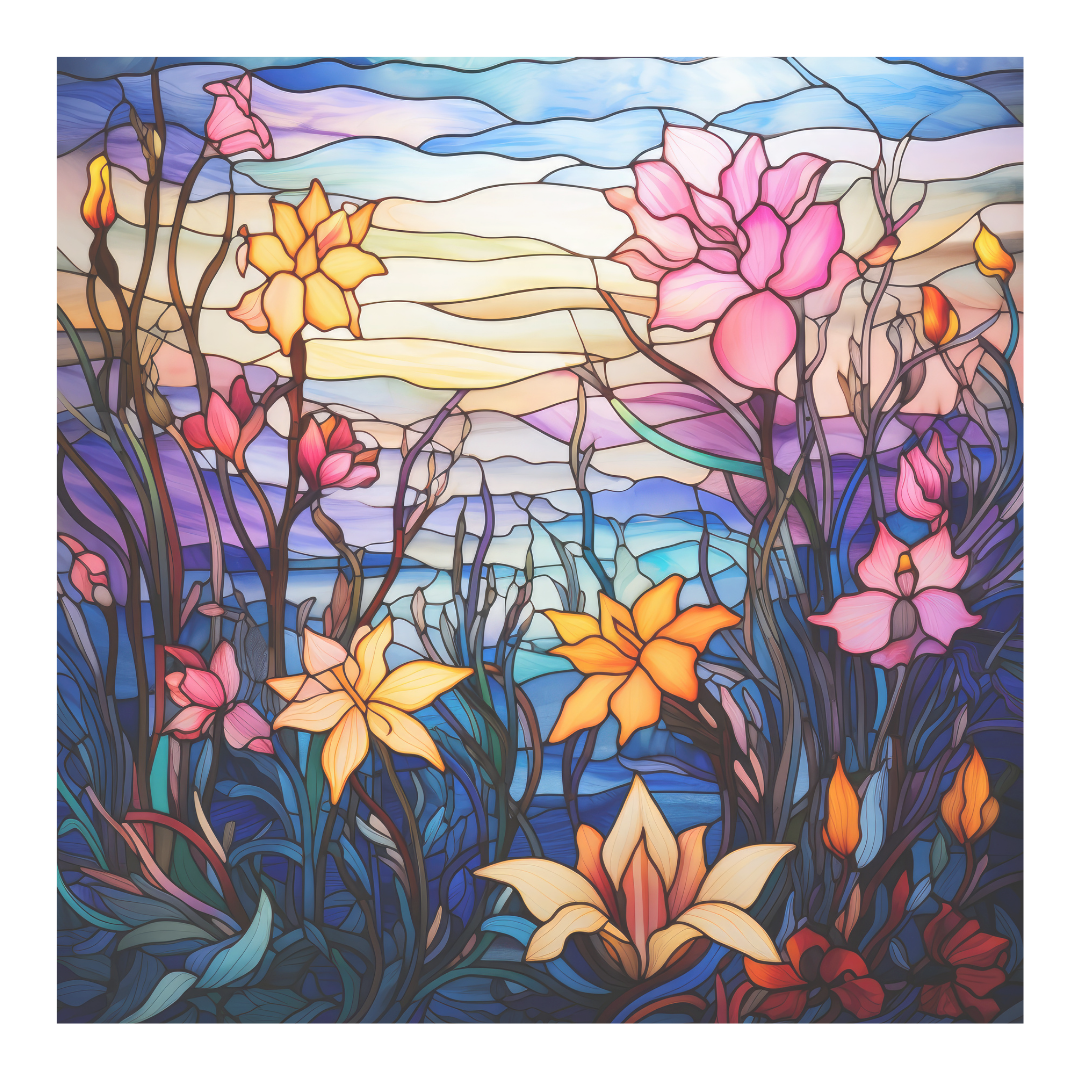 Wildflower Stained Glass Window Cling