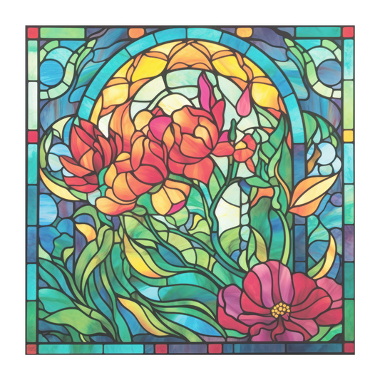 Flower Stained Glass Window Cling