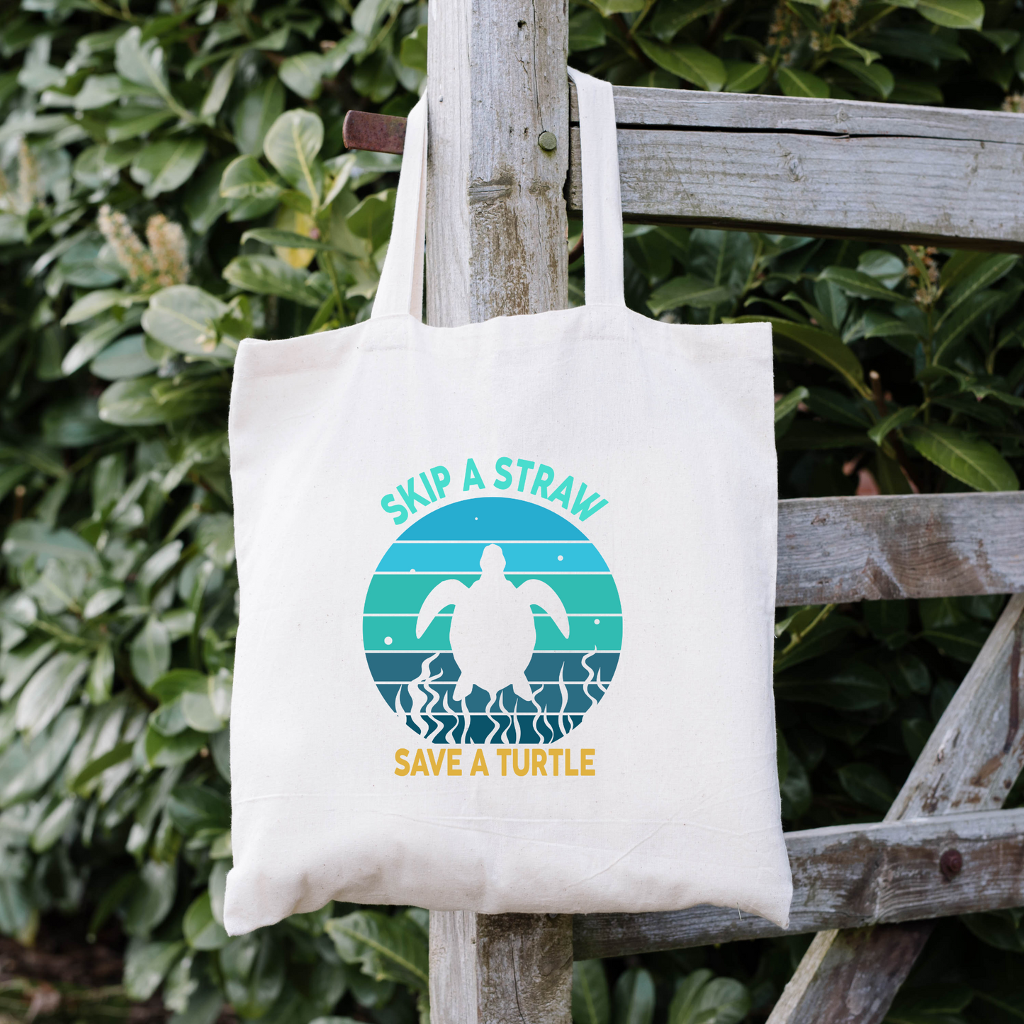 Skip A Straw Save A Sea Turtle Tote Bag, Reusable Canvas Tote, Sea Turtle Tote Bag