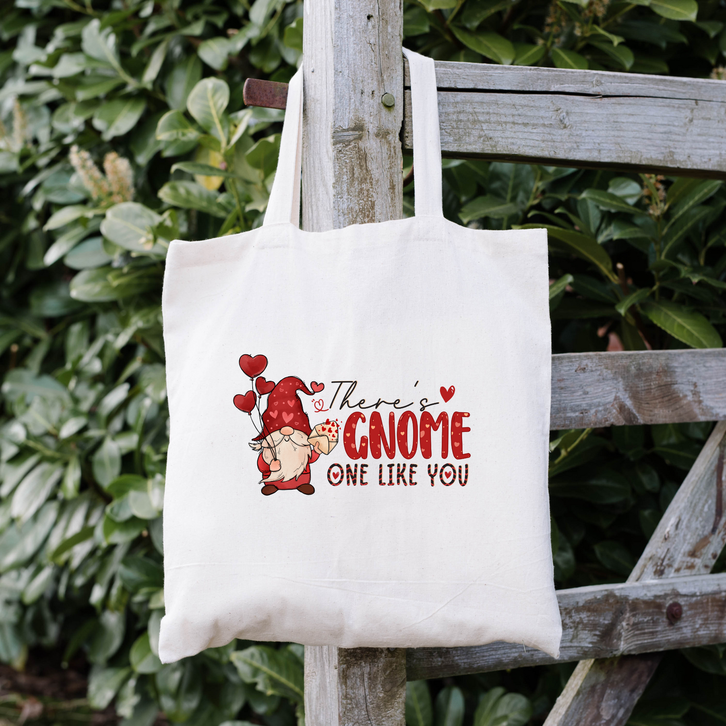 Theres Gnome Like You Tote Bag, Reusable Tote Bag, Valentines Day Tote Bag