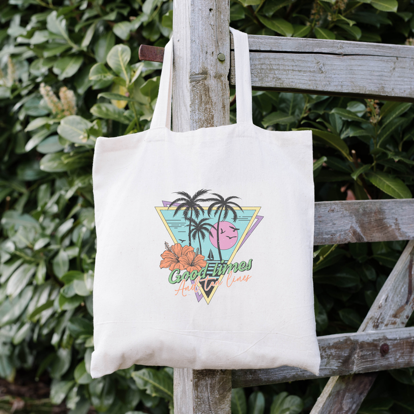 Good Times And Tan Lines Tote Bag, Reusable Canvas Tote