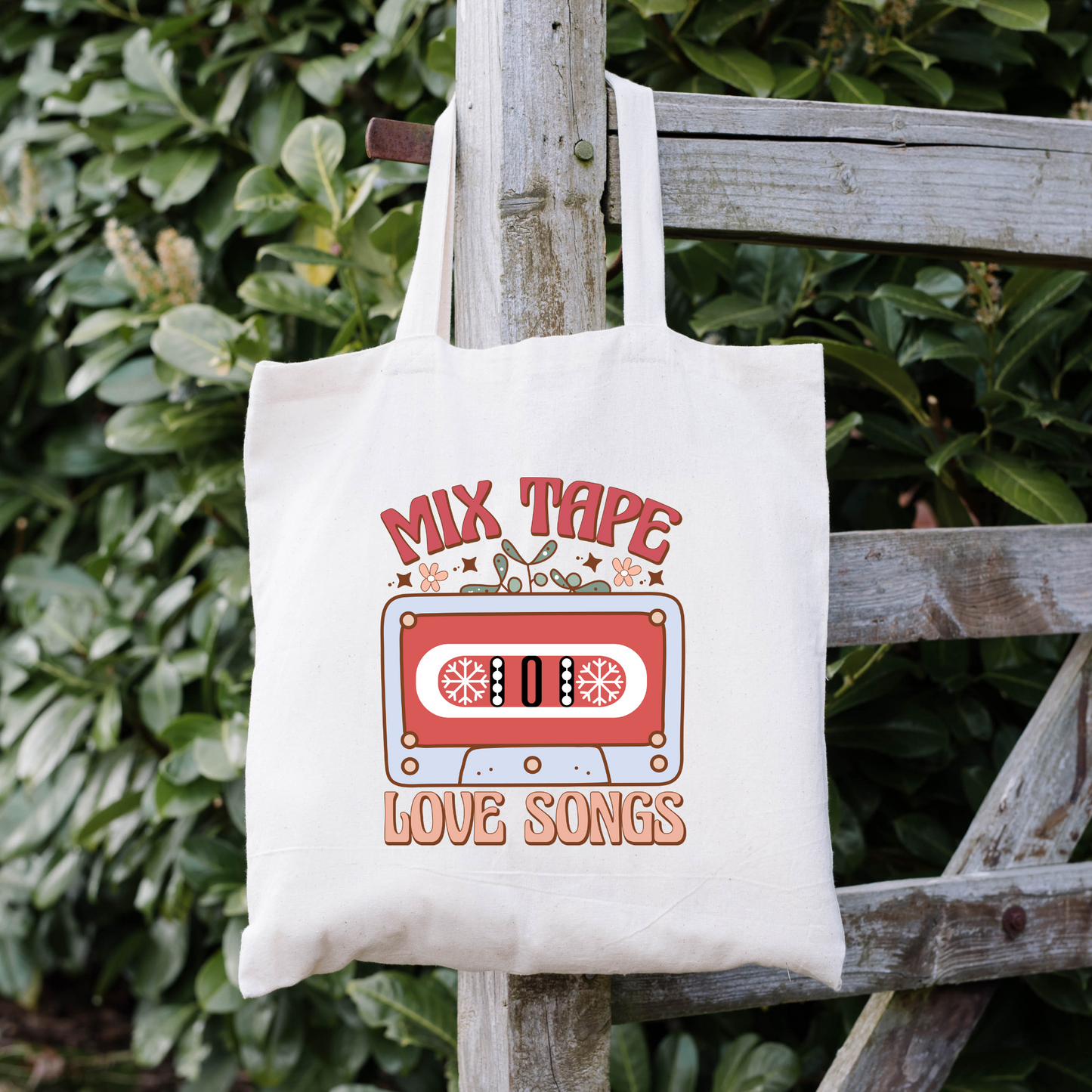 Mix Tape Love Songs Tote Bag, Reusable Tote Bag, Valentines Day Tote Bag