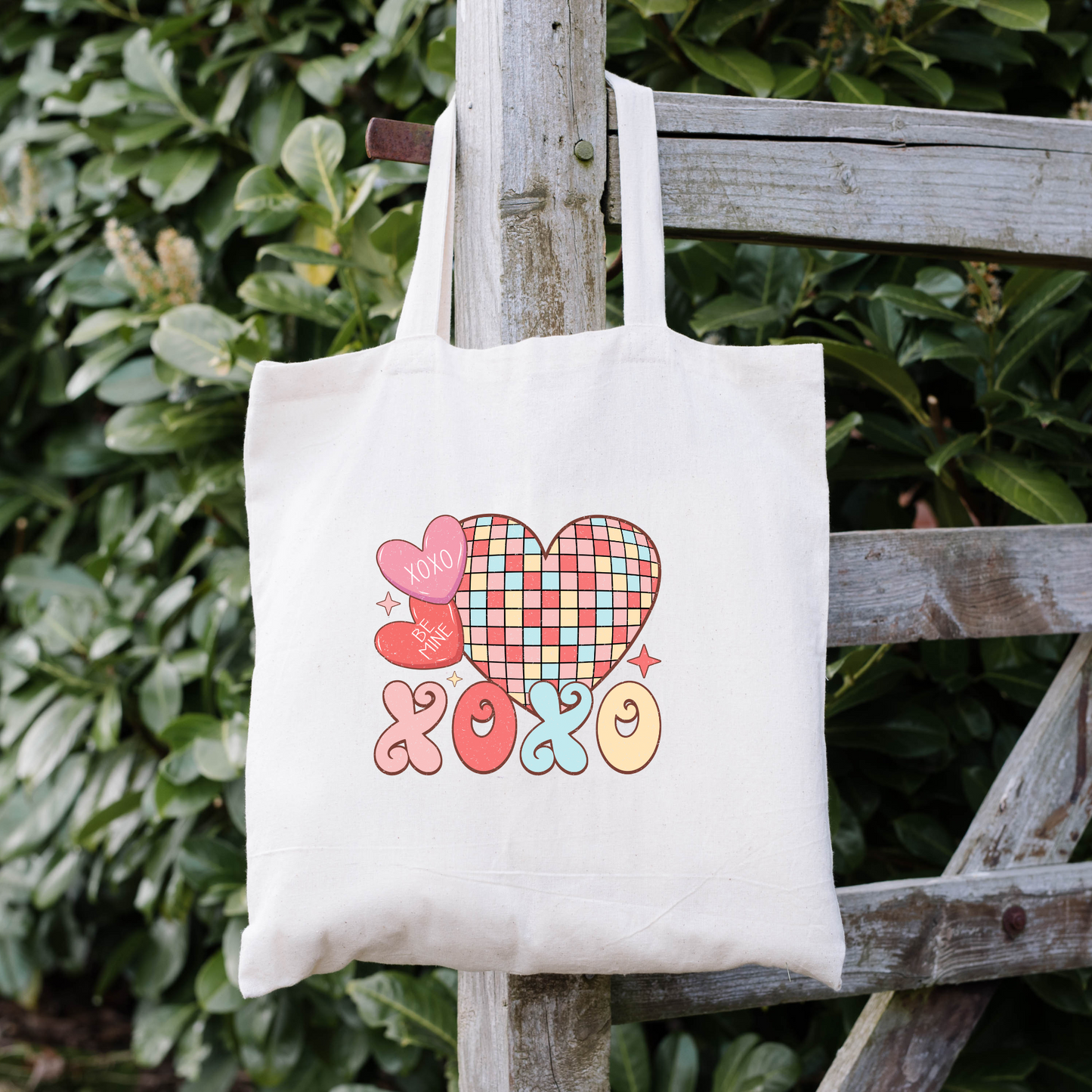 XOXO Heart Tote Bag, Reusable Tote Bag, Valentines Day Tote Bag