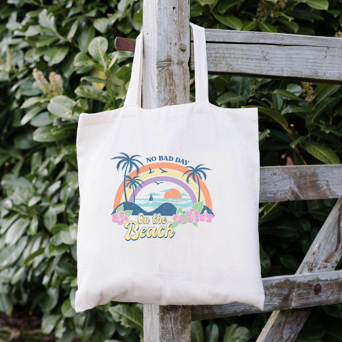 No Bad Day On The Beach Tote Bag, Reusable Canvas Tote