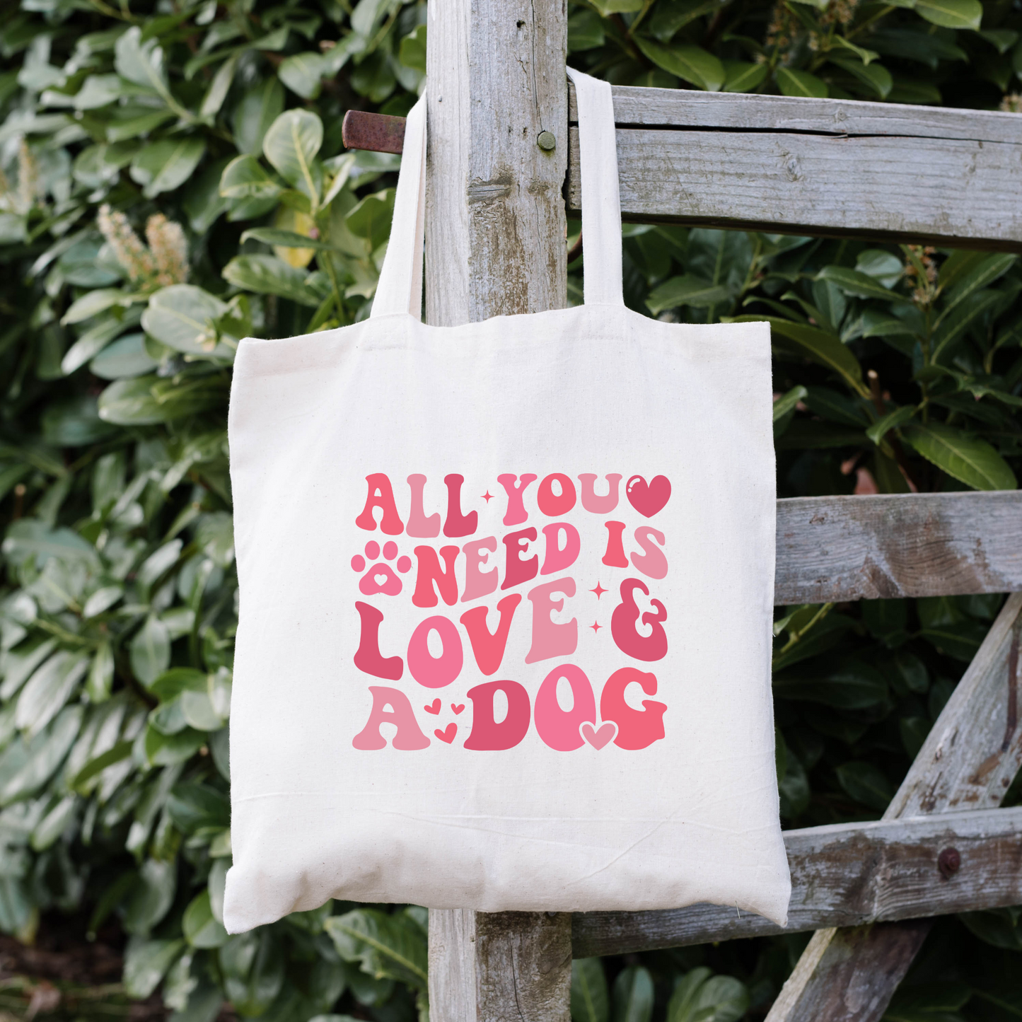 All You Need Is Love And A Dog Tote Bag, Reusable Tote Bag, Valentines Day Tote Bag
