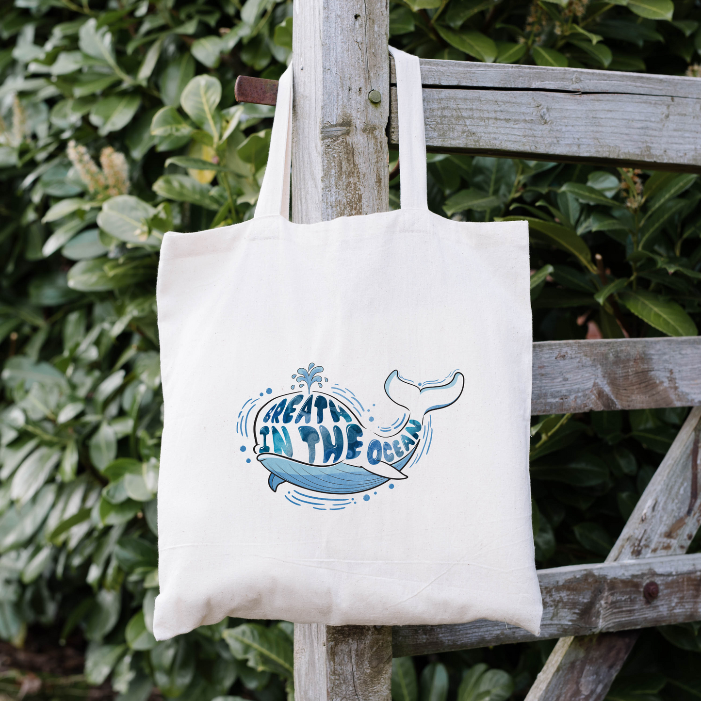 Breath In The Ocean Tote Bag, Conservation Tote Bag, Reusable Tote Bag, Whale Tote Bag
