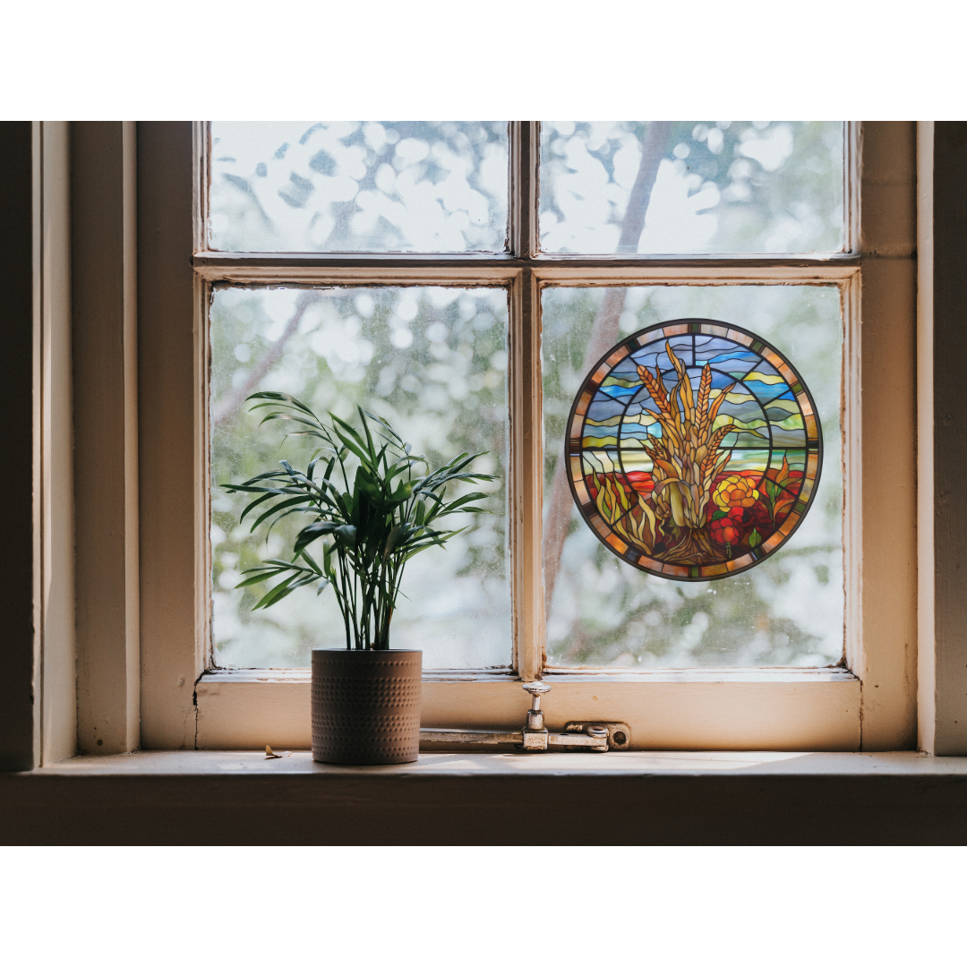 Wheat Stained Glass Window Cling