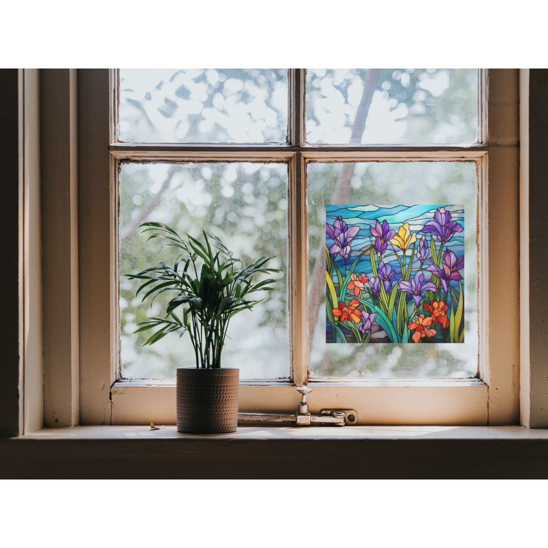 Wildflower Stained Glass Window Cling
