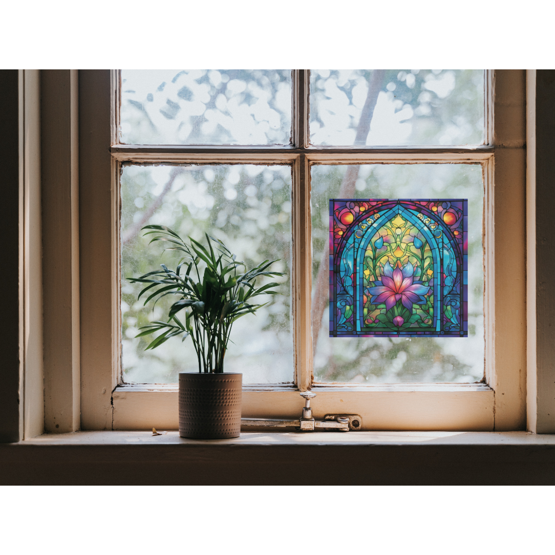 Flower Stained Glass Window Cling