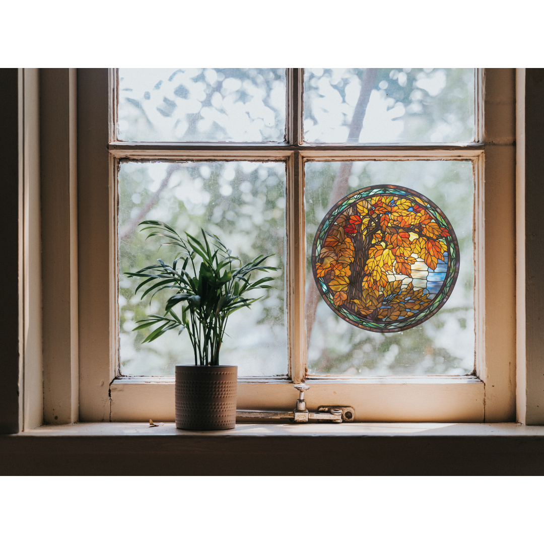 Fall Tree Stained Glass Window Cling
