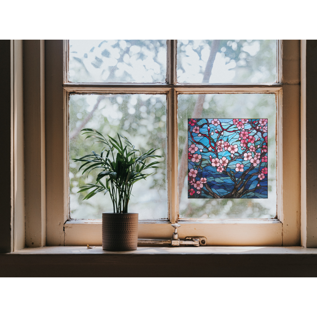 Blossom Tree Stained Glass Window Cling