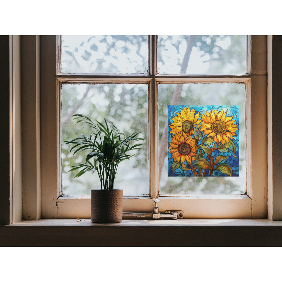 Sunflower Stained Glass Window Cling