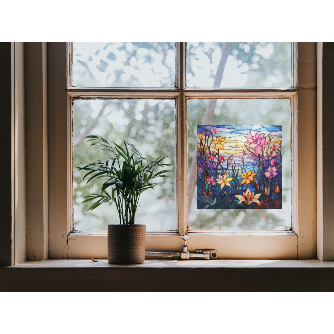 Wildflower Stained Glass Window Cling