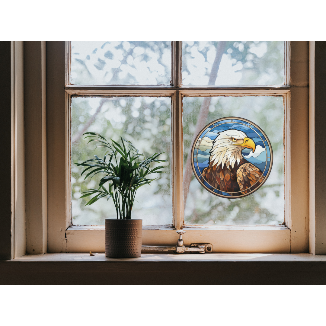 Bald Eagle Stained Glass Window Cling