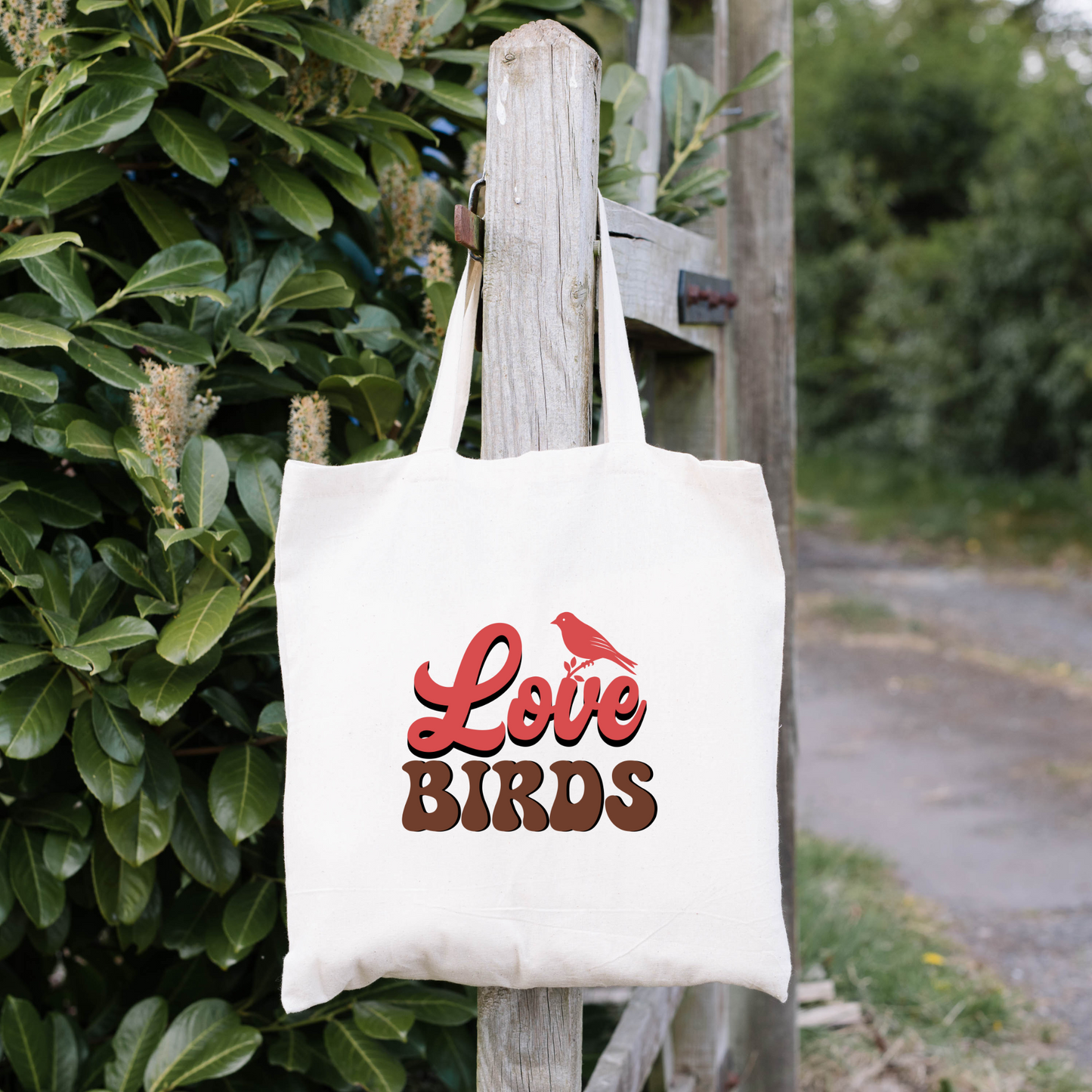 Love Birds Tote Bag, Reusable Tote Bag, Valentines Day Tote Bag