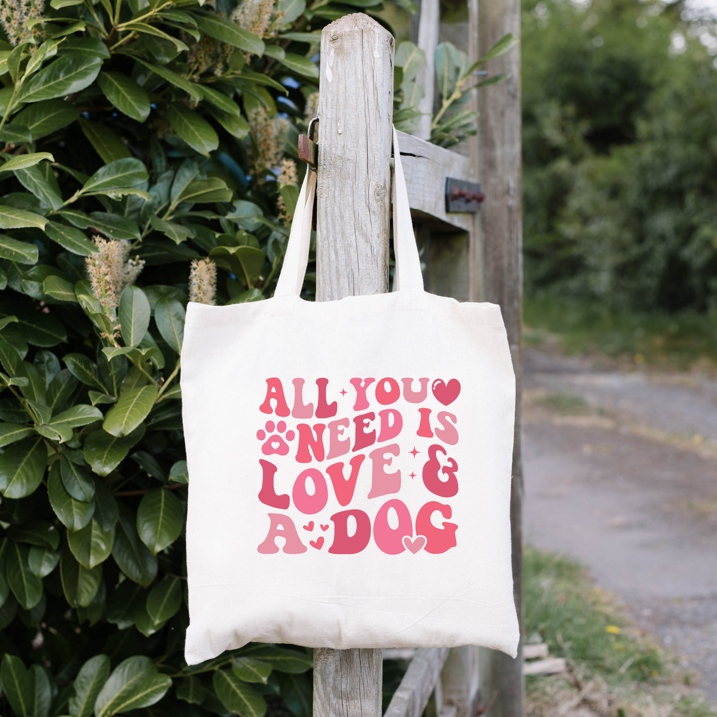 All You Need Is Love And A Dog Tote Bag, Reusable Tote Bag, Valentines Day Tote Bag