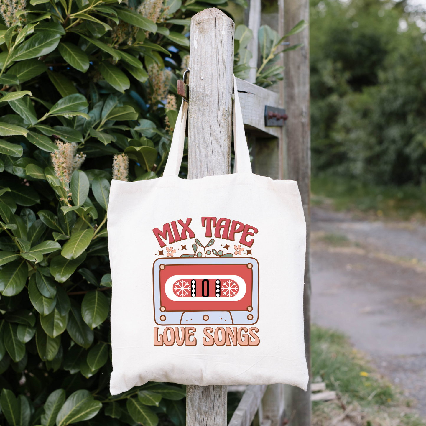 Mix Tape Love Songs Tote Bag, Reusable Tote Bag, Valentines Day Tote Bag