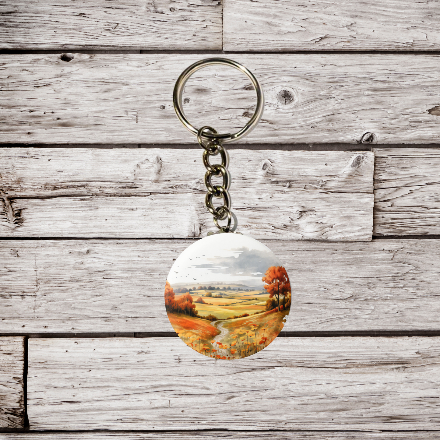 Autumn Fields Pin Back Button, Magnet, Keychain