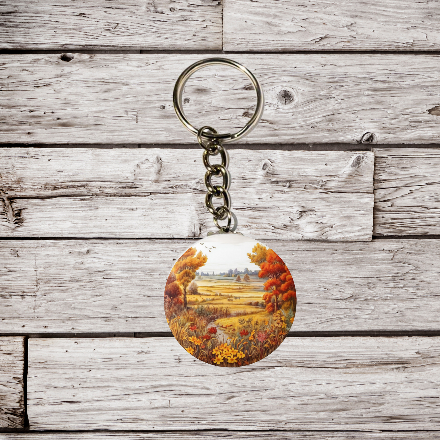 Autumn Fields Pin Back Button, Magnet, Keychain
