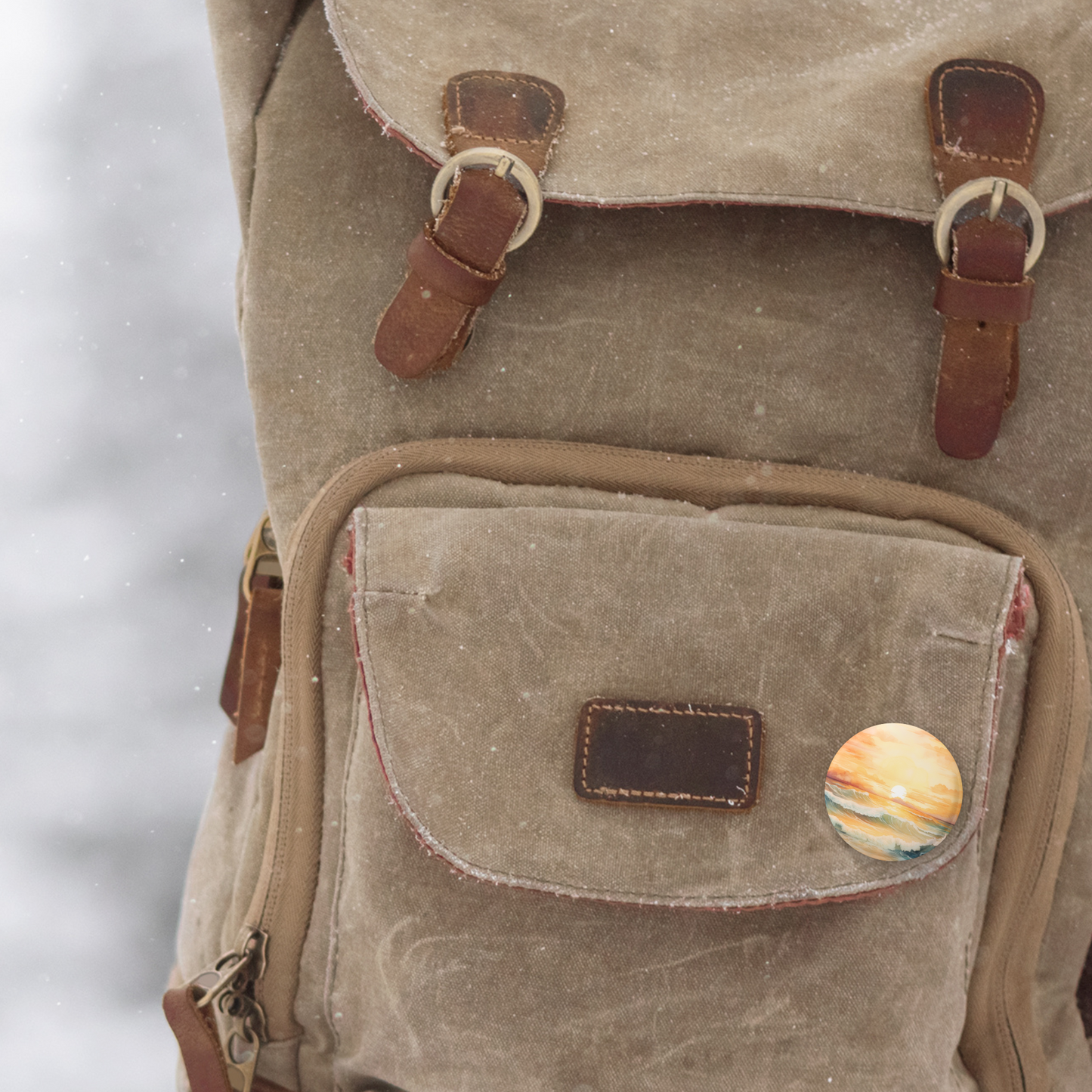 Beach Landscape 6 Pin Back Button, Magnet, Keychain