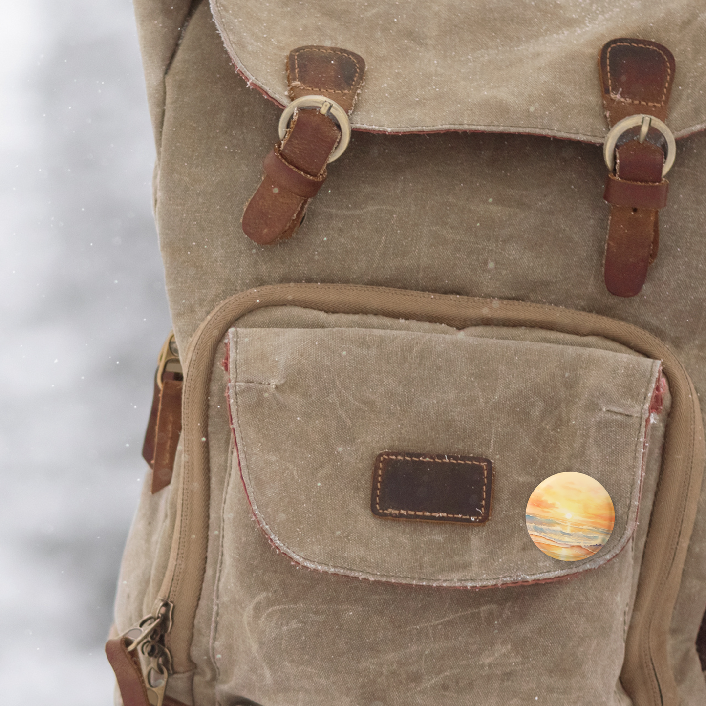 Beach Landscape 3 Pin Back Button, Magnet, Keychain